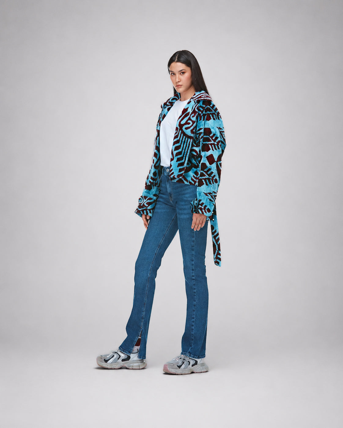 Turquoise Ethnic Pattern Jacket
