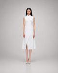 White Asymmetric Collar Dress