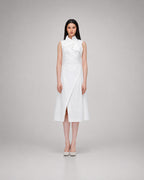 White Asymmetric Collar Dress